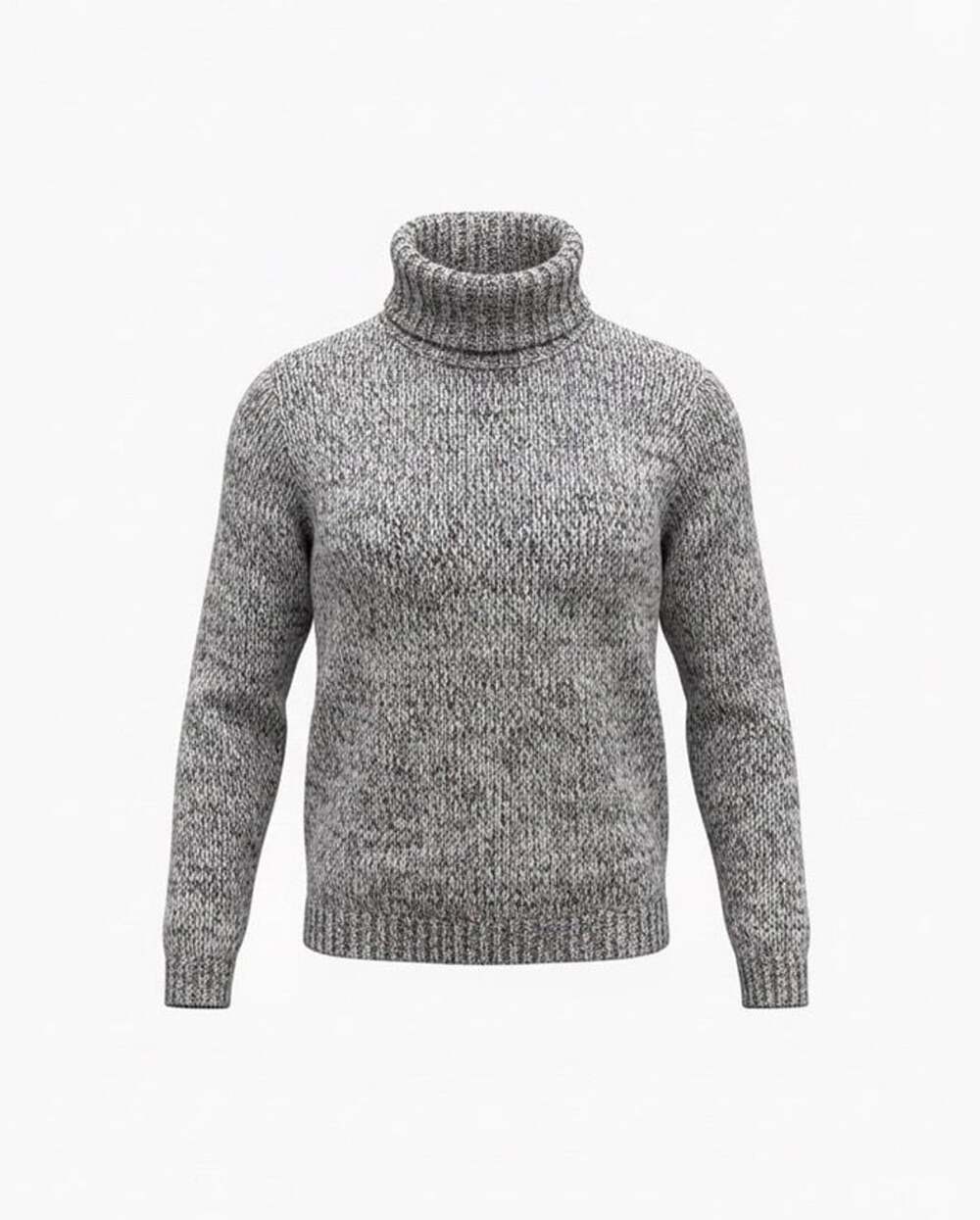 Ann Taylor Women Black White Marled Turtleneck Chunky Knit Sweater 100% Cotton